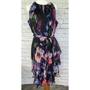 Women’s Tahari  Arthur S. Levine Tiered  Dress Layered Floral Sleeveless Size 12